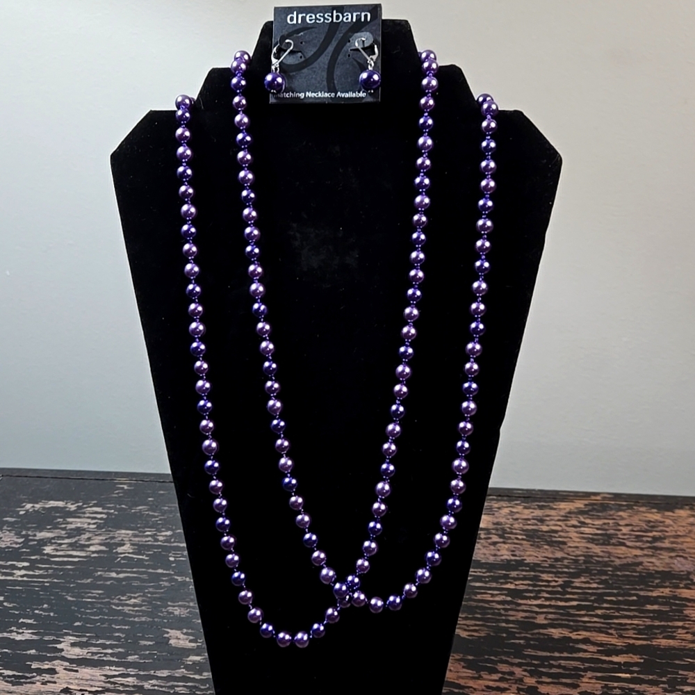 Dressbarn Lavender‎ & Violet Beaded Necklace  & Earrings